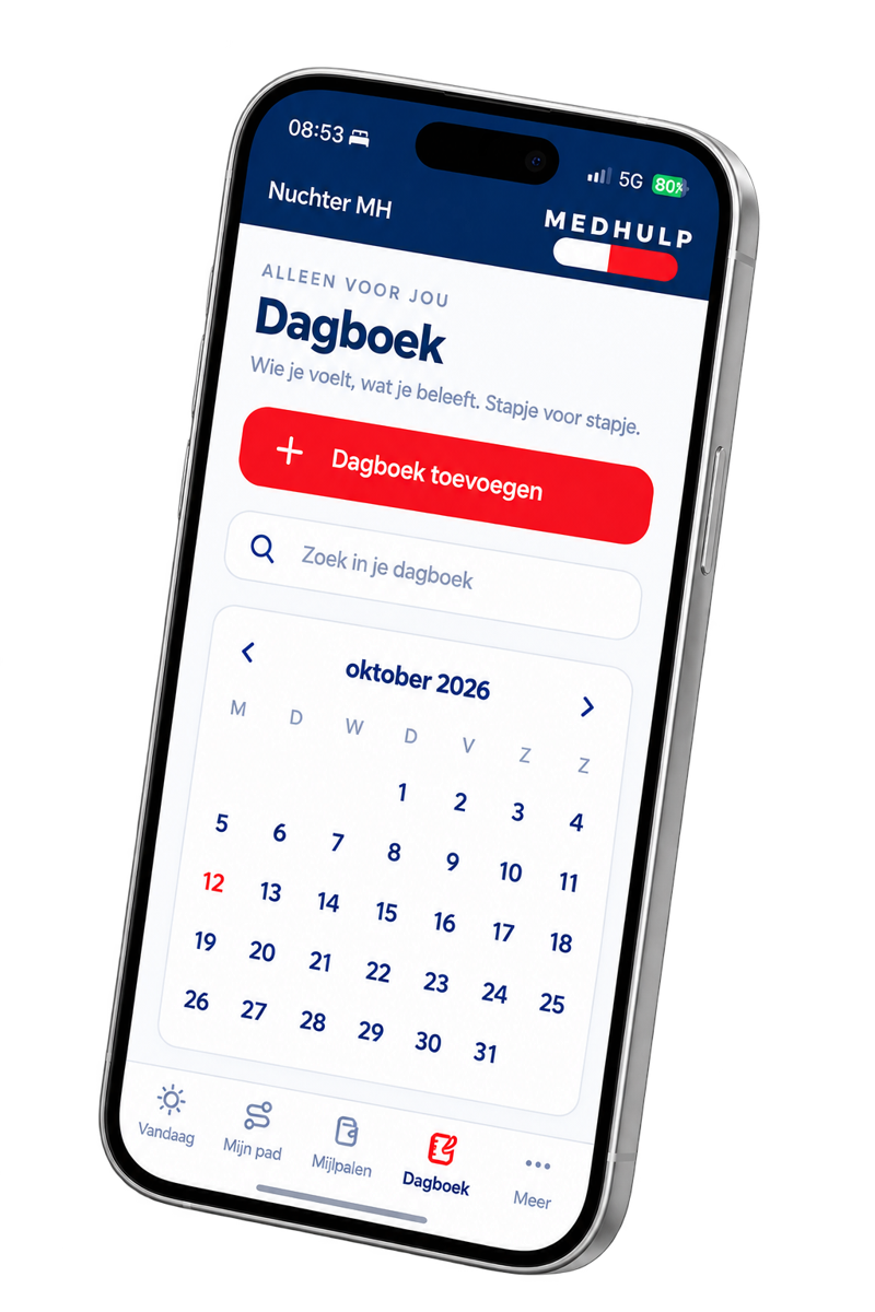 Scherm Dagboek met kalender van oktober 2026
